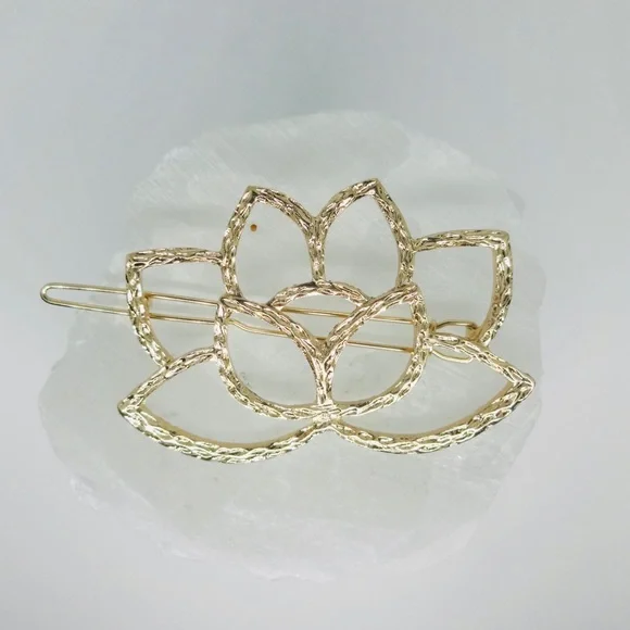 Lotus Gold Hair Barette - Picture 5 of 5